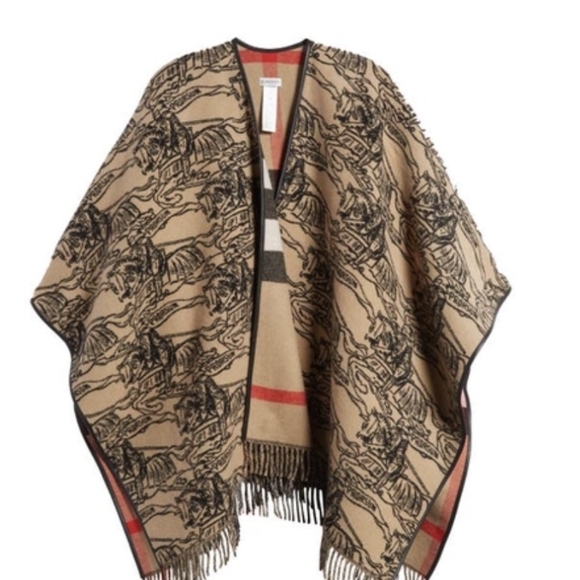 Burberry Jackets & Blazers - Burberry Equestrian Knight & Check Wool Cape